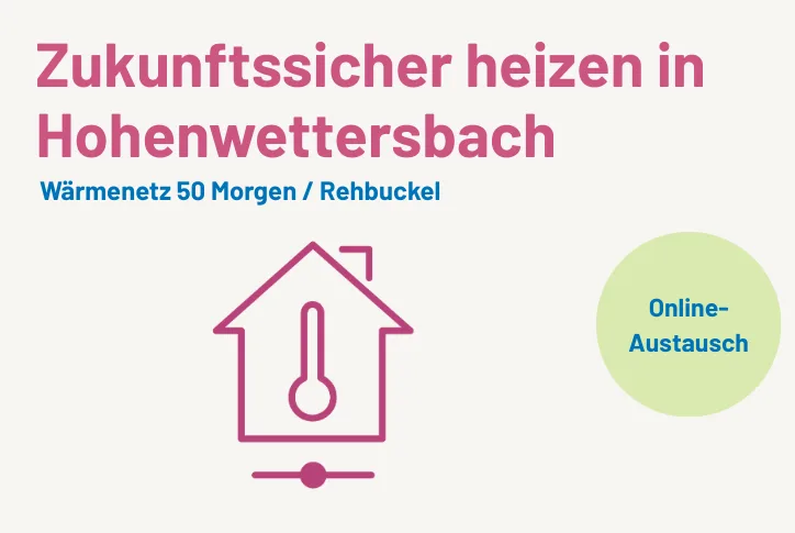 Grafik eines Hauses mit Wärmenetz als Symbolbild für das Wärmenetz 50 Morgen / Rehbuckel in Hohenwettersbach.